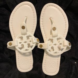 White Tory Burch flip-flops